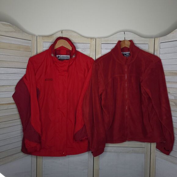 Columbia Core Interchange Womens Medium Fleece Jacket Red Winter Coat - Picture 1 of 14